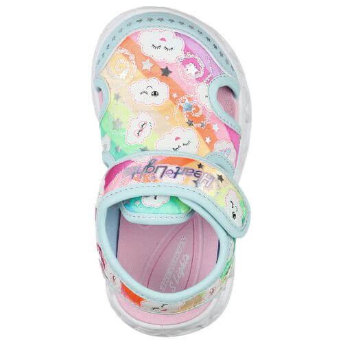 Sandale copii fete cu LED din textil Skechers, Albastru -302977 TQMT [5]