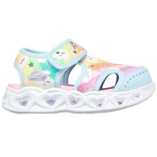 Sandale copii fete cu LED din textil Skechers, Albastru -302977 TQMT [2]