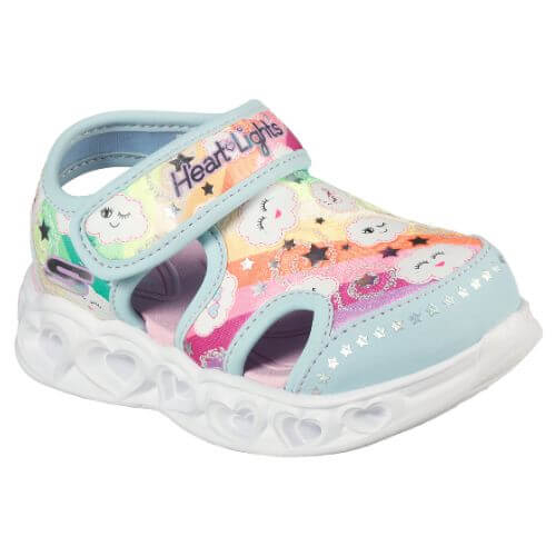 Sandale copii fete cu LED din textil Skechers, Albastru -302977 TQMT [3]