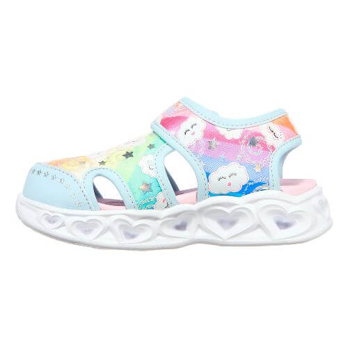 Sandale copii fete cu LED din textil Skechers, Albastru -302977 TQMT [4]