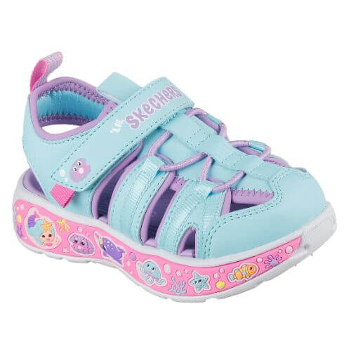 Sandale copii fete din material sintetic Skechers, Albastru - 303162-TQLV [2]
