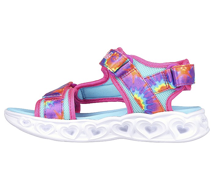 Sandale copii fete cu LED din textil Skechers, Roz - 302160 [3]