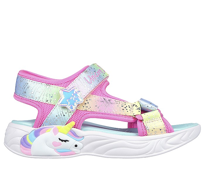 Sandale copii fete cu LED din textil Skechers, Roz - 302682 [2]