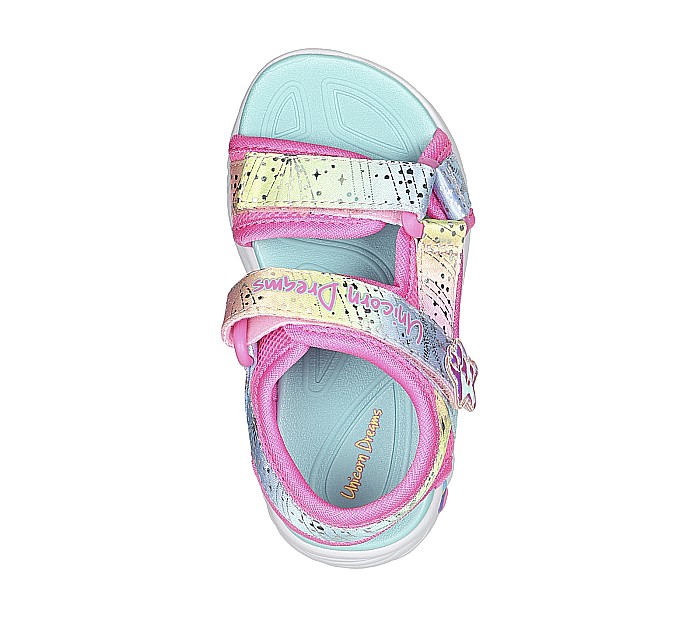 Sandale copii fete cu LED din textil Skechers, Roz - 302682 [4]