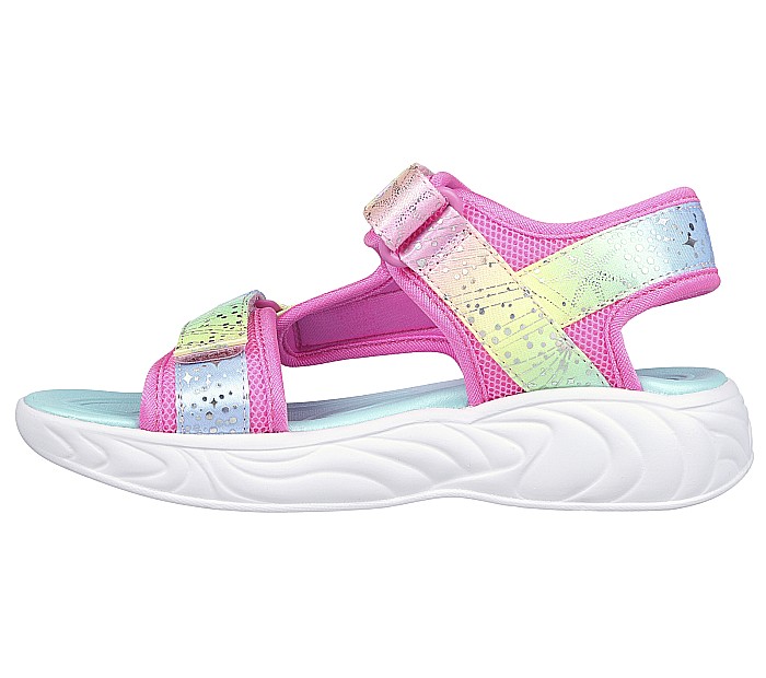 Sandale copii fete cu LED din textil Skechers, Roz - 302682 [3]