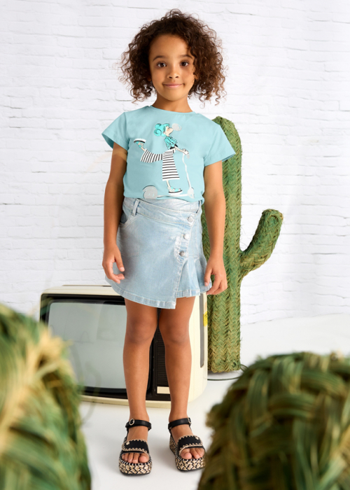 Tricou din bumbac pentru fete Mayoral, Albastru - 3014-031 [3]