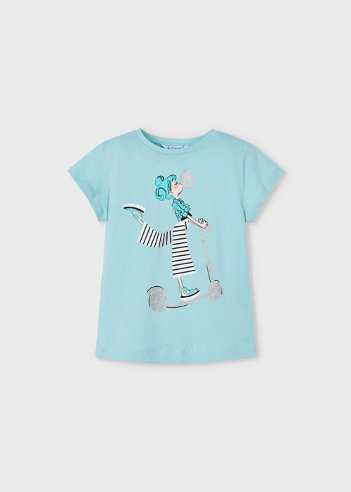Tricou din bumbac pentru fete Mayoral, Albastru - 3014-031 [4]