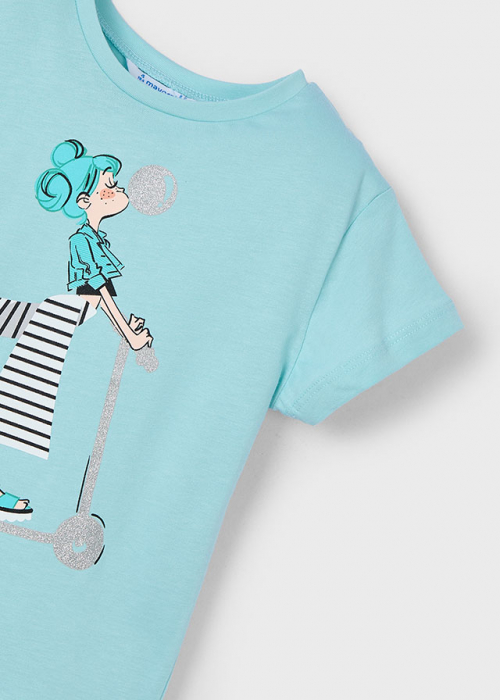 Tricou din bumbac pentru fete Mayoral, Albastru - 3014-031 [6]