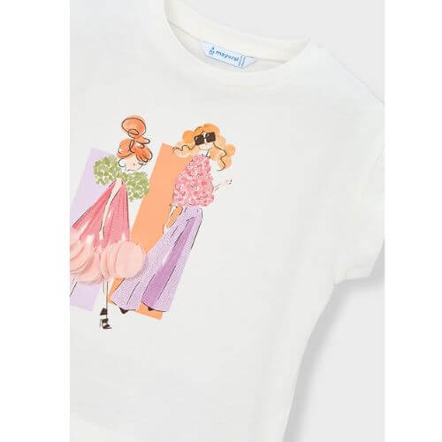 Tricou din bumbac pentru fete Mayoral, Alb - 3005-75 [4]