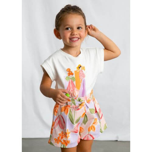 Tricou din bumbac pentru fete Mayoral, Alb - 3005-75 [2]