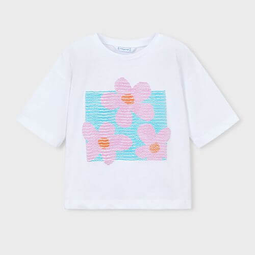 Tricou din bumbac pentru fete Mayoral, Alb - 3016-25 [2]