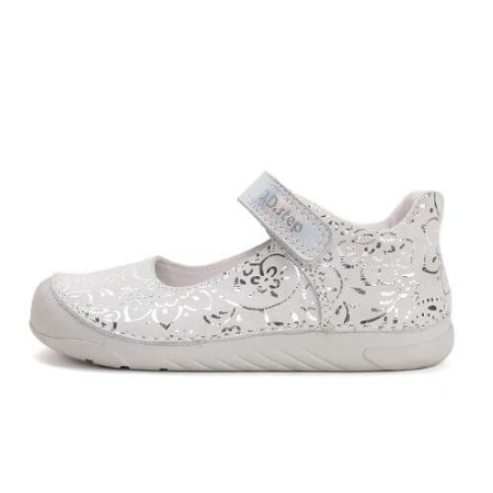 Pantofiori sport fete - Balerini copii fete din piele DD Step, Alb - H108-61130