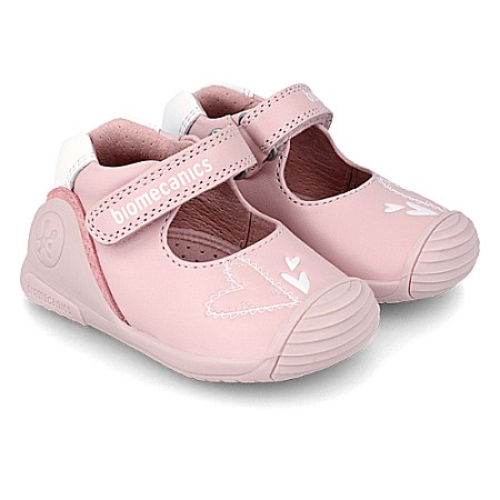 Pantofi copii fete din piele Biomecanics, Roz - 242100-A [0]