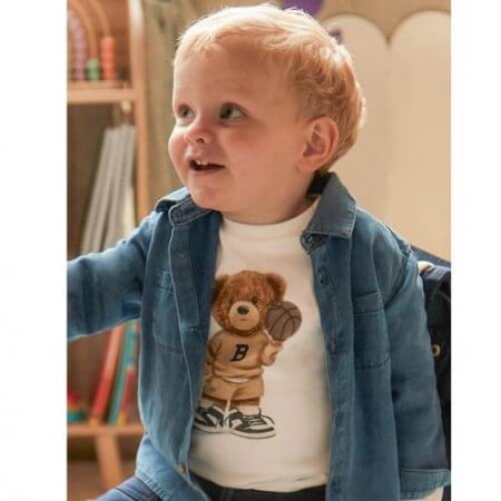 Imbracaminte Copii - Bluza cu maneca lunga pentru baieti Mayoral, Alb - 2058-082