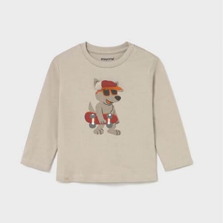 Bluze-Tricouri Baieti - Bluza cu maneca lunga pentru baieti Mayoral, Bej - 2070-066