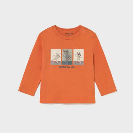 Bluze-Tricouri Baieti - Bluza cu maneca lunga pentru baieti Mayoral, Portocaliu - 2063-010