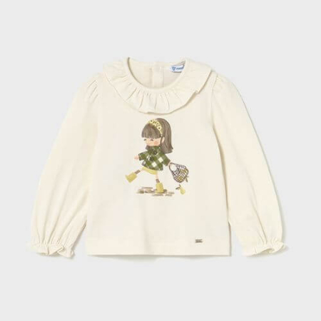 Bluza cu maneca lunga pentru fete Mayoral, Alb - 2076-021 [1]