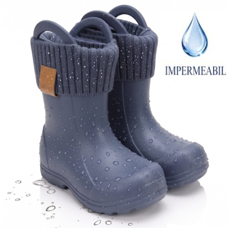 Cizme baieti - Cizme ploaie copii baieti impermeabile DD Step, Albastru - 106-52820