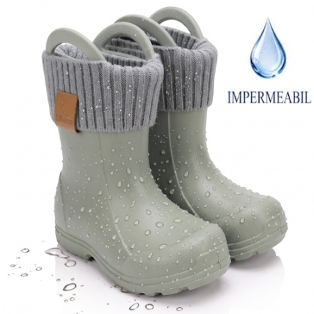 Cizme baieti - Cizme ploaie copii baieti impermeabile DD Step, Verde - 106-52182