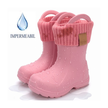 Ghete & Cizme Junior - Cizme ploaie copii fete impermeabile DD Step, Roz - 106-52697
