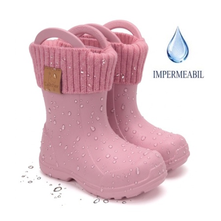 Ghete & Cizme Junior - Cizme ploaie copii fete impermeabile DD Step, Roz - 106-52973