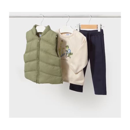 Bluze-Tricouri Baieti - Set 3 piese cu vestă, bluză și pantaloni băieți Mayoral, Laurel - 2687-093
