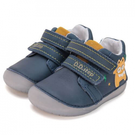Pantofiori sport baieti - Pantofi copii baieti din piele Barefoot DD Step, Albastru - S070-51698