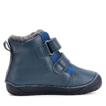 Ghete copii baieti Barefoot din piele imblanite DD Step, Albastru - W070-52893 [5]