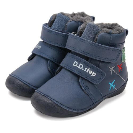 Ghete copii baieti din piele imblanite DD Step, Albastru - W015-52347A [1]