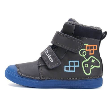 Ghete - Ghete copii baieti din piele imblanite DD Step, Albastru - W049-52250B