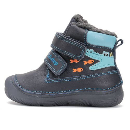 Ghete Baieti - Ghete copii baieti din piele imblanite DD Step, Albastru - W082-52462A