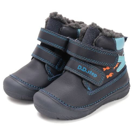 Ghete copii baieti din piele imblanite DD Step, Albastru - W082-52462A [2]