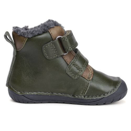 Ghete copii baieti Barefoot din piele imblanite DD Step, Verde - W070-52893A [5]