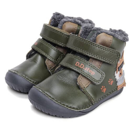 Ghete copii baieti Barefoot din piele imblanite DD Step, Verde - W070-52893A [1]
