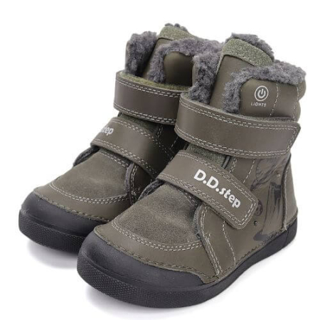 Ghete copii baieti din piele imblanite DD Step, Khaki - W068-52998 [1]