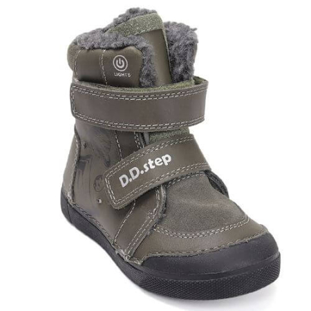 Ghete - Ghete copii baieti din piele imblanite DD Step, Khaki - W068-52998
