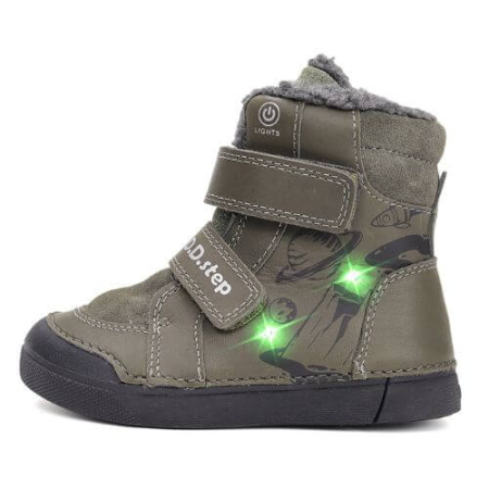 Ghete copii baieti din piele imblanite DD Step, Khaki - W068-52998 [2]