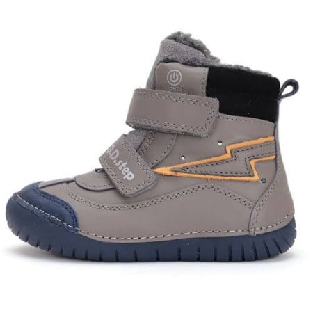 Noua Colectie De Toamna - Ghete copii baieti din piele imblanite cu LED DD Step, Khaki - W050-42707A