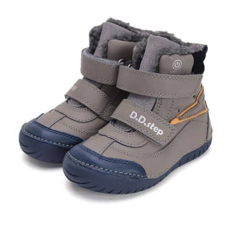 Ghete copii baieti din piele imblanite cu LED DD Step, Khaki - W050-42707A [2]