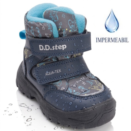 Ghete Baieti - Ghete impermeabile și îmblănite băieți D.D. Step, Albastru - P081-52299A