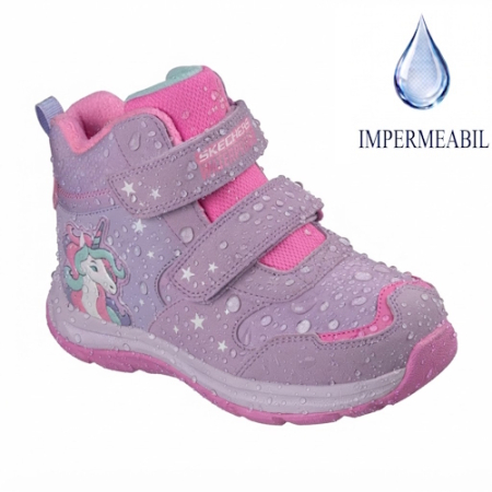 Incaltaminte Fete - Ghete fete Skechers Dynamic Trail îmblănite, Roz/Lila - 303490L-PMLT