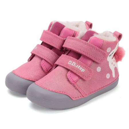 Ghete copii fete din piele imblanite DD Step, Roz - W066-52733B [1]