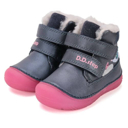 Ghete copii fete din piele imblanite DD Step, Albastru - W082-52314 [2]