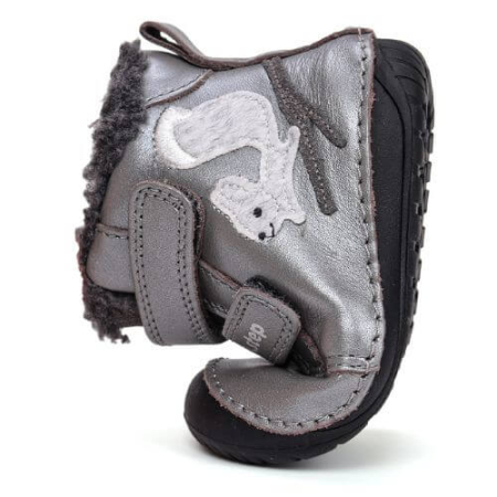 Ghete copii fete Barefoot din piele imblanite DD Step, Argintiu - W070-52214A [3]