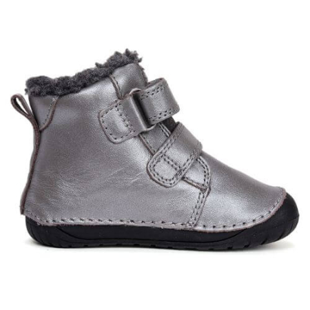 Ghete copii fete Barefoot din piele imblanite DD Step, Argintiu - W070-52214A [5]