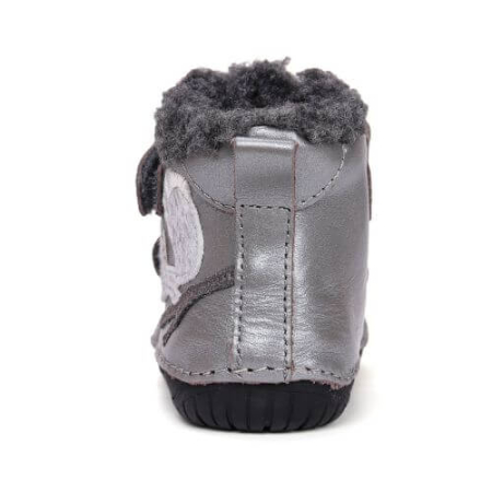 Ghete copii fete Barefoot din piele imblanite DD Step, Argintiu - W070-52214A [4]