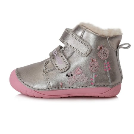 Ghete - Ghete fete din piele îmblănite D.D. Step, Argintiu Roz - W070-337C