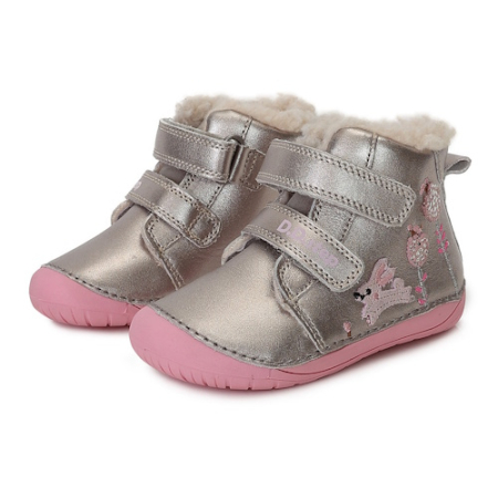 Ghete fete din piele îmblănite D.D. Step, Argintiu Roz - W070-337C [5]