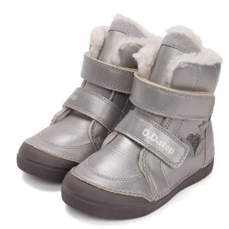 Ghete copii fete din piele imblanite DD Step, Argintiu W068-52320A [1]