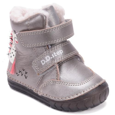 Ghete copii fete din piele imblanite DD Step, Argintiu - W029-52766 [3]